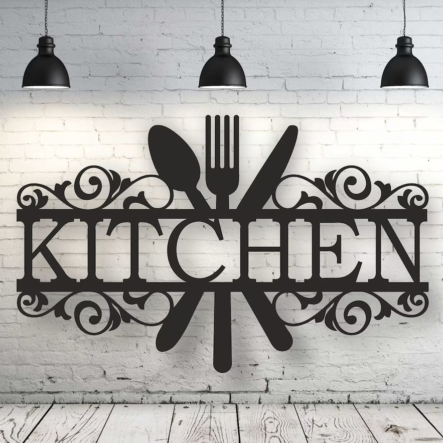 Kitchen Wall Art Laser Cut from 1/4 Birch Plywood and Stained