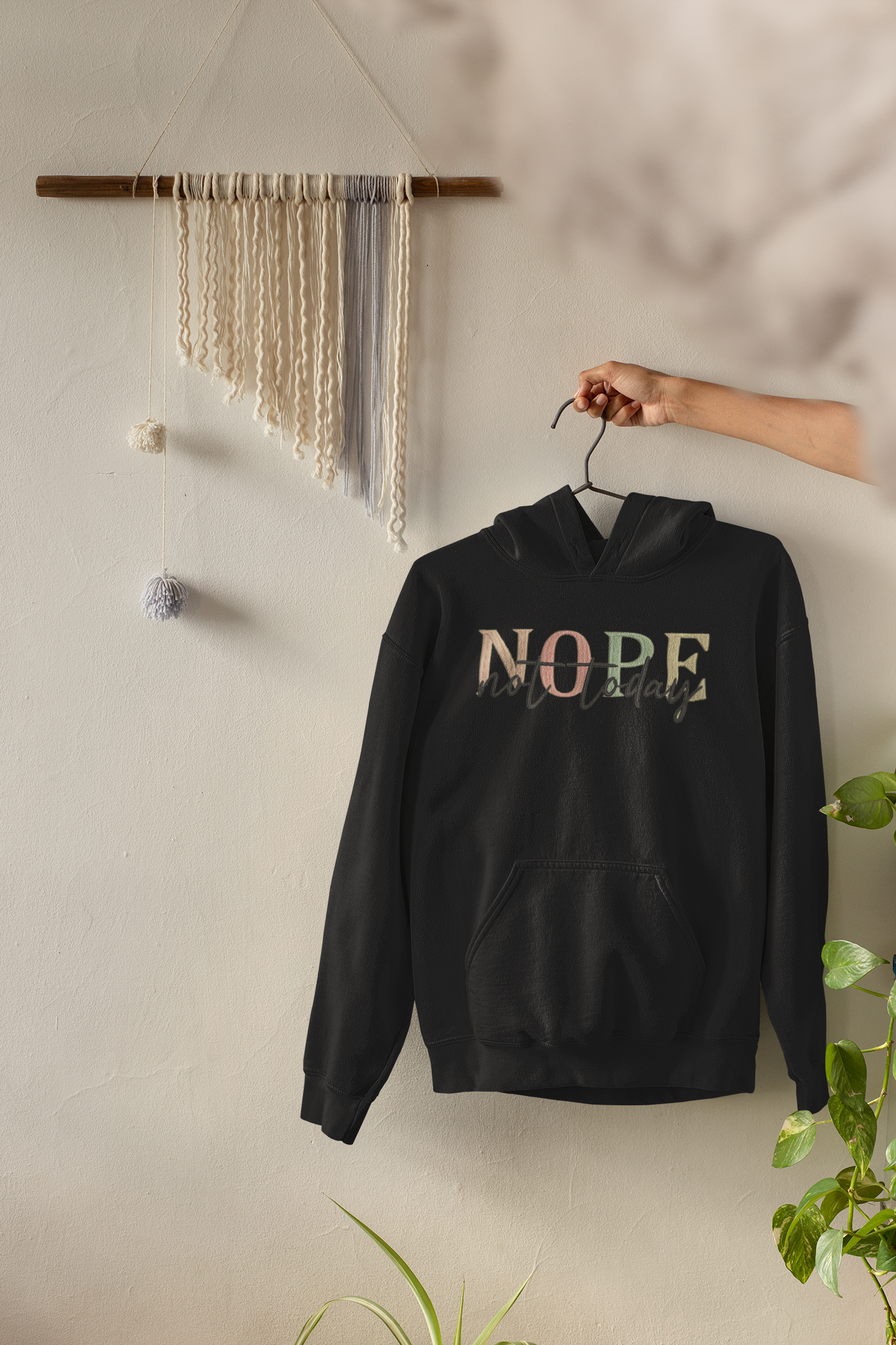 "NOPE not today" Embroidery Design Hoodie/Sweatshirt