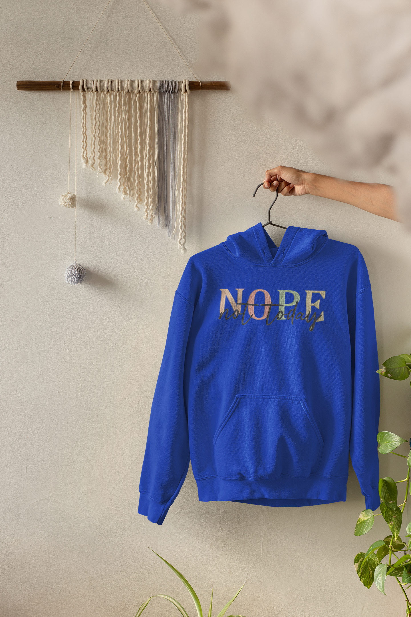 "NOPE not today" Embroidery Design Hoodie/Sweatshirt