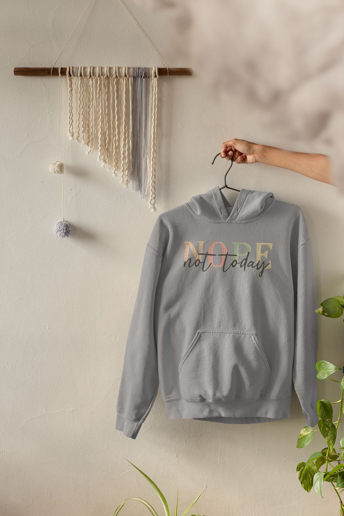 "NOPE not today" Embroidery Design Hoodie/Sweatshirt