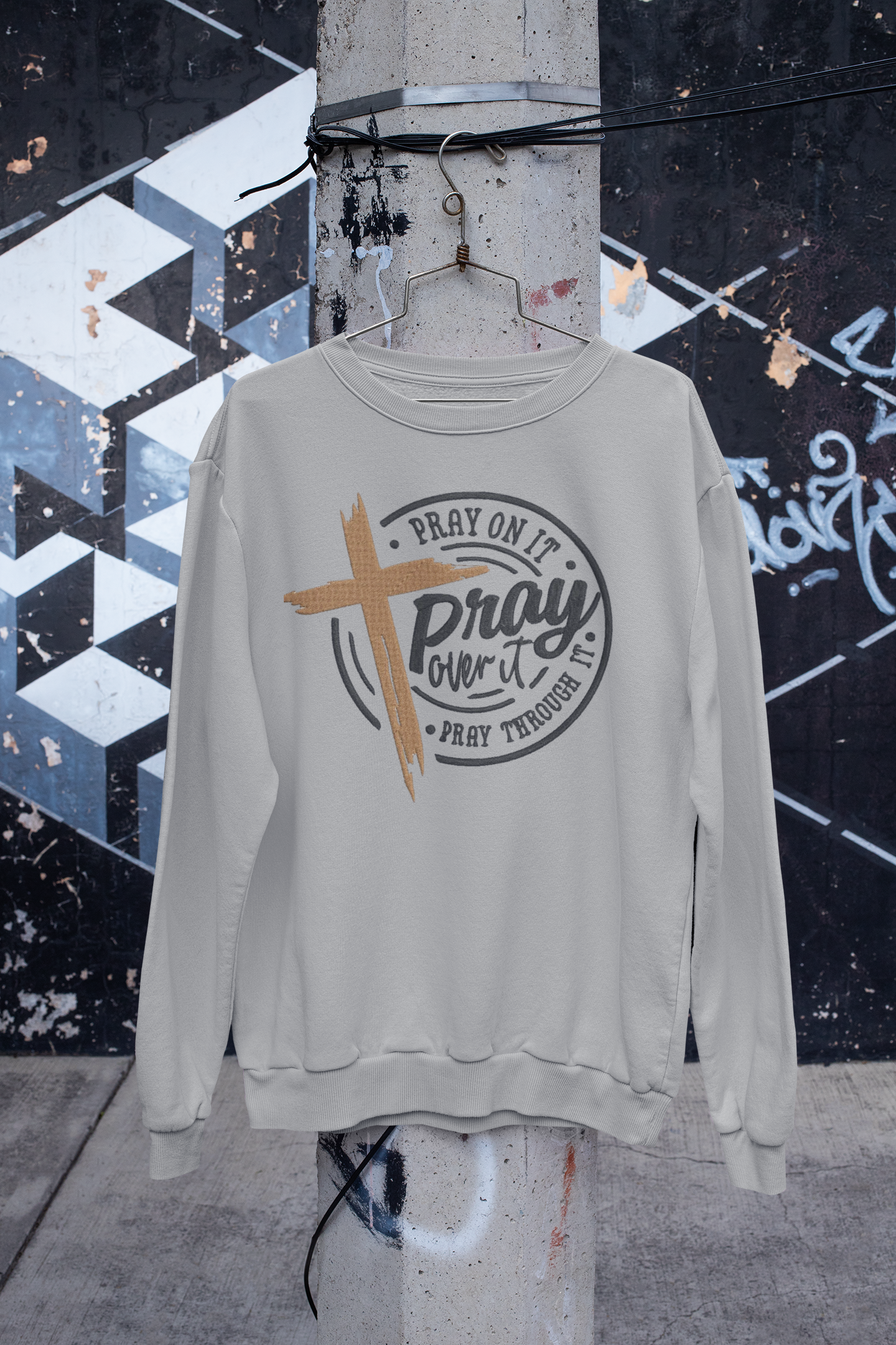 "Pray on it Pray over it Pray through it" Embroidery Design Hoodie/Sweatshirt