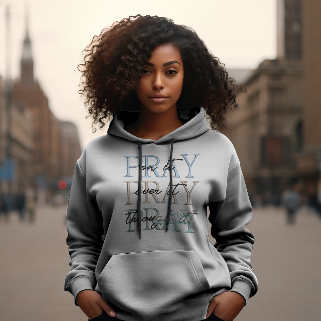 "Pray-Pray-Pray" Embroidery Design Hoodie/Sweatshirt