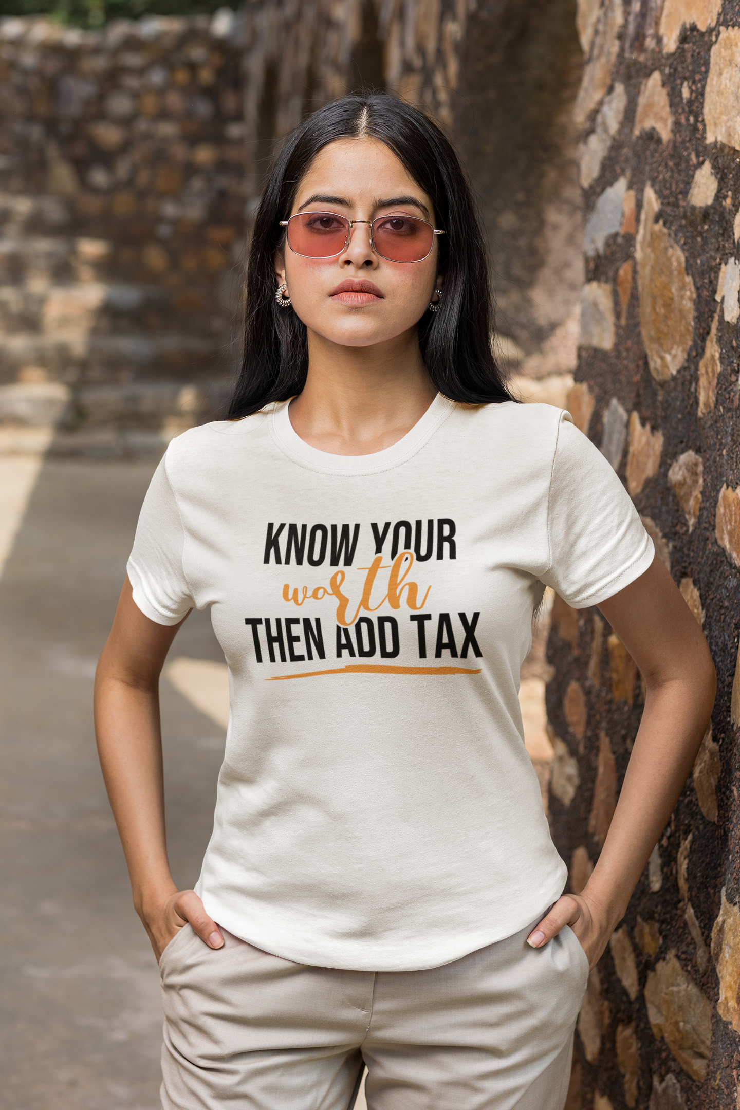 ""Know Your Worth Then Add Tax" T-Shirt