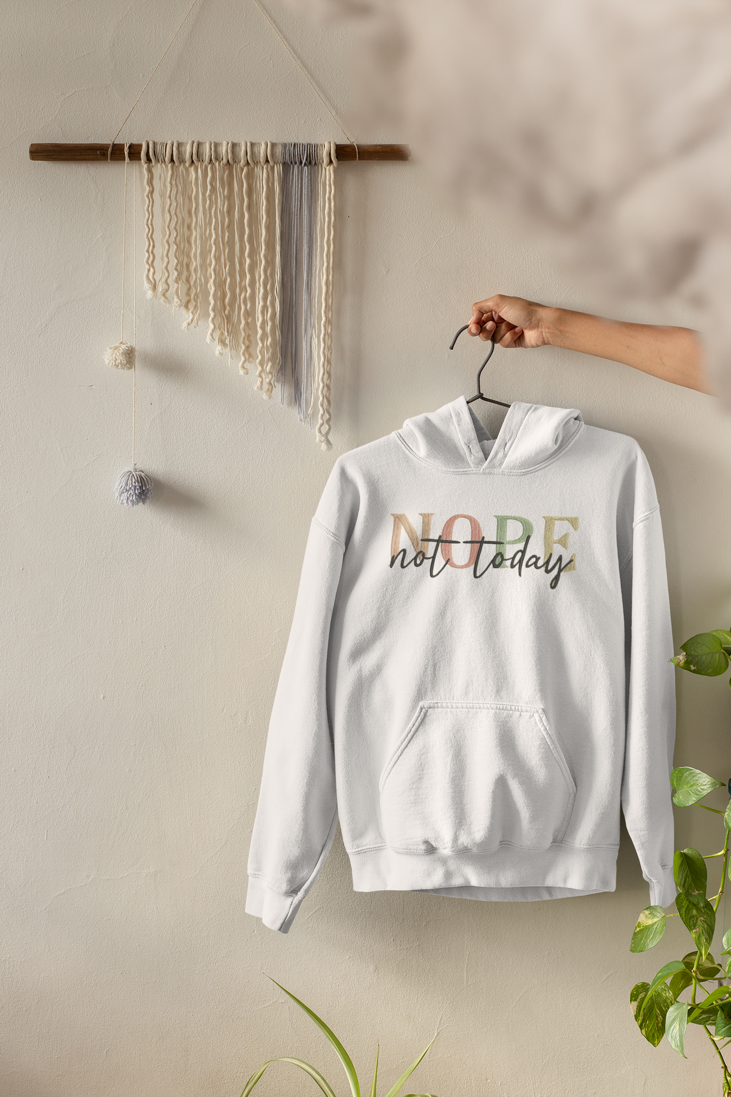 "NOPE not today" Embroidery Design Hoodie/Sweatshirt