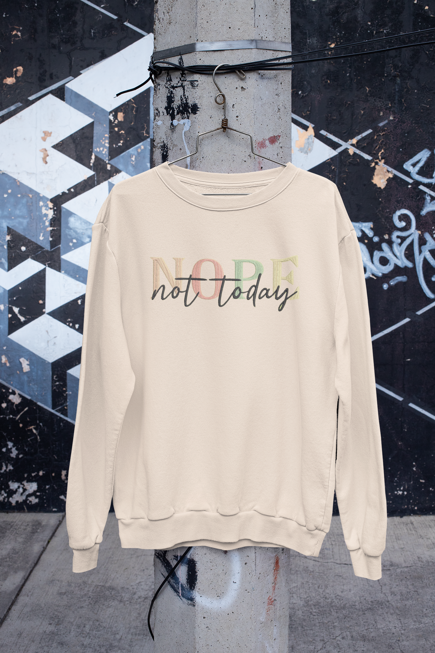 "NOPE not today" Embroidery Design Hoodie/Sweatshirt