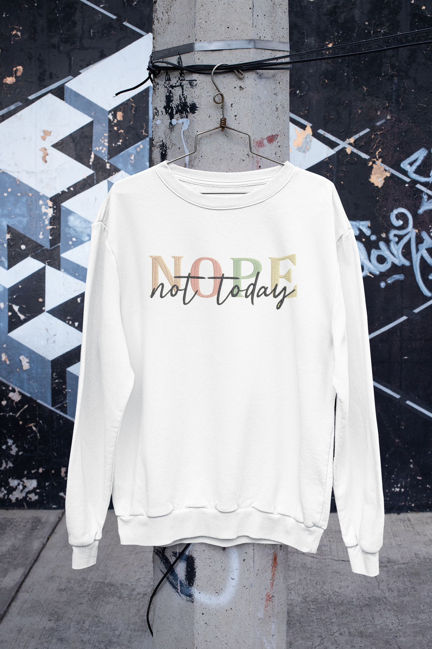 "NOPE not today" Embroidery Design Hoodie/Sweatshirt